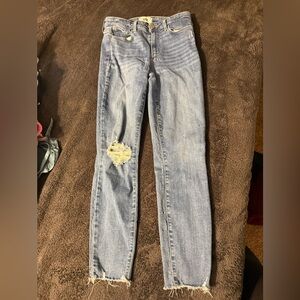 PAIGE Light Blue Distressed Skinny Jeans